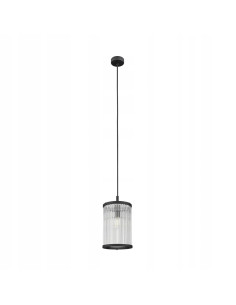 Lampa wisząca SERGIO - nowoczesny zwis do kuchni i jadalni, czarne szkło i metal, regulowana wysokość 50-150 cm.