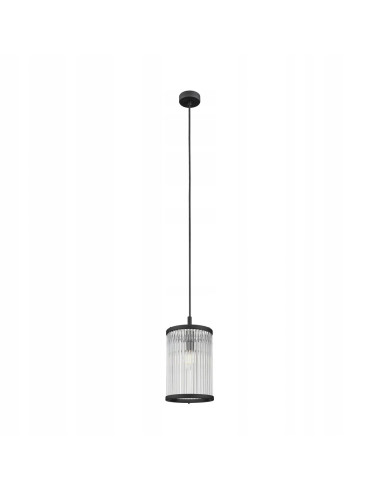 Lampa wisząca SERGIO - nowoczesny zwis do kuchni i jadalni, czarne szkło i metal, regulowana wysokość 50-150 cm.