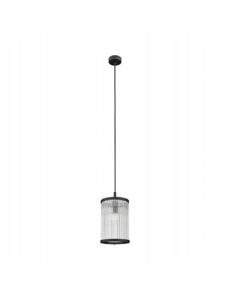 Lampa wisząca SERGIO - nowoczesny zwis do kuchni i jadalni, czarne szkło i metal, regulowana wysokość 50-150 cm.