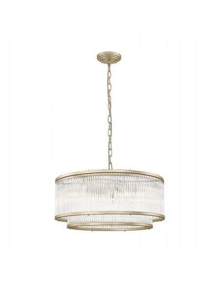 Lampa wisząca SERGIO z matowego złota, 6-punktowa, regulowana wysokość, elegancka dekoracja do każdego wnętrza.