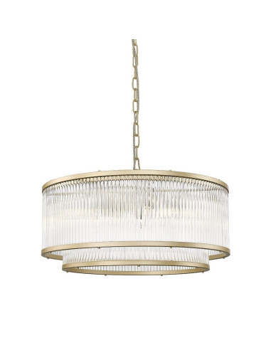 Lampa wisząca SERGIO z matowego złota, 6-punktowa, regulowana wysokość, elegancka dekoracja do każdego wnętrza.