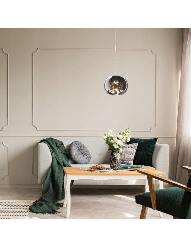 Lampa wisząca CRYSTAL G9 - glamour z przezroczystym kloszem, eleganckie oświetlenie do jadalni i salonu