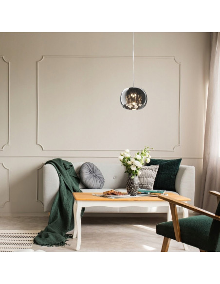 Lampa wisząca CRYSTAL G9 - glamour z przezroczystym kloszem, eleganckie oświetlenie do jadalni i salonu