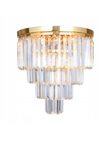 Żyrandol Amedeo z kryształami i złotymi detalami - elegancka lampa sufitowa do salonu i jadalni