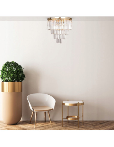 Żyrandol Amedeo z kryształami i złotymi detalami - elegancka lampa sufitowa do salonu i jadalni