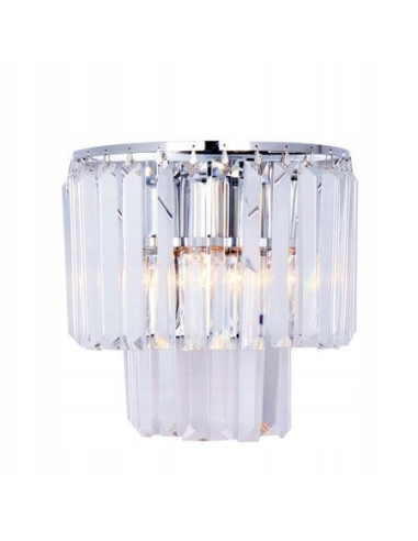 Elegancka lampa ścienna AMEDEO z kryształami w chromowanym wykończeniu - luksusowy kinkiet do nowoczesnych wnętrz