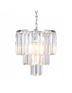 Lampa wisząca kryształowa AMEDEO z metalowym wykończeniem - elegancka dekoracja do jadalni, salonu i biura