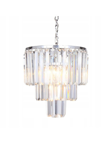 Lampa wisząca kryształowa AMEDEO z metalowym wykończeniem - elegancka dekoracja do jadalni, salonu i biura