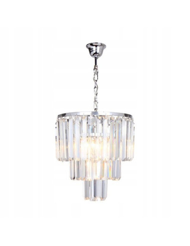 Lampa wisząca kryształowa AMEDEO z metalowym wykończeniem - elegancka dekoracja do jadalni, salonu i biura