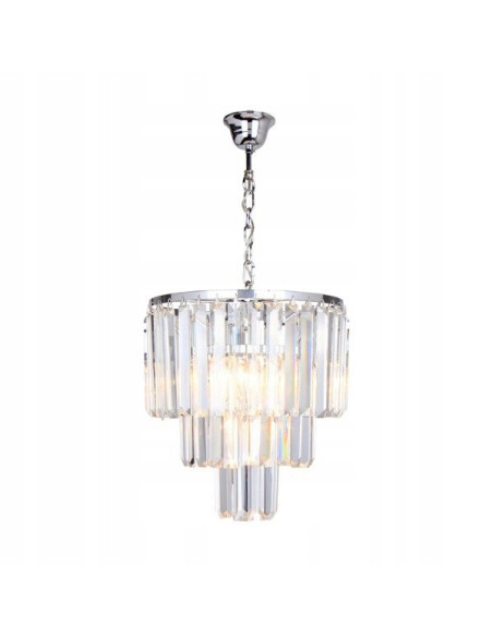 Lampa wisząca kryształowa AMEDEO z metalowym wykończeniem - elegancka dekoracja do jadalni, salonu i biura