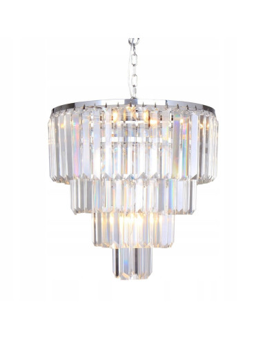 Lampa wisząca Amedeo z Kryształami, Chromowana, 5-punktowa, Elegancka do Biura i Salonu