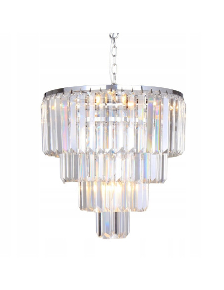 Lampa wisząca Amedeo z Kryształami, Chromowana, 5-punktowa, Elegancka do Biura i Salonu