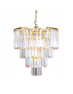 Lampa wisząca AMEDEO z kryształami w kolorze złotym, glamour, 5 punktów świetlnych do wysokich sufitów