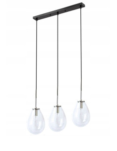 Lampa sufitowa FONDI z szklanymi kroplami, 3-punktowe E14, regulacja wysokości, elegancki design do wnętrz.