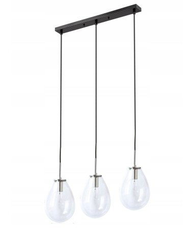 Lampa sufitowa FONDI z szklanymi kroplami, 3-punktowe E14, regulacja wysokości, elegancki design do wnętrz.