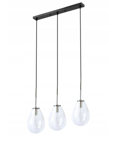 Lampa sufitowa FONDI z szklanymi kroplami, 3-punktowe E14, regulacja wysokości, elegancki design do wnętrz.