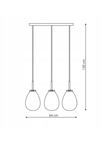 Lampa sufitowa FONDI z szklanymi kroplami, 3-punktowe E14, regulacja wysokości, elegancki design do wnętrz.