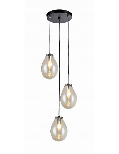 Lampa wisząca Fondi 3-punktowa, elegancka szklana lampa do salonu, jadalni i holu – Light Prestige LP-1214/3P