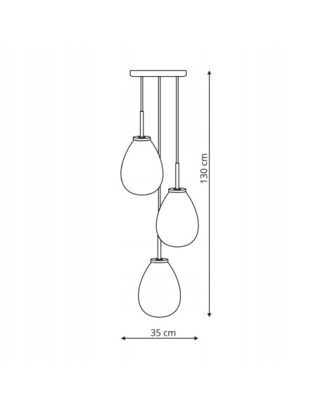 Lampa wisząca Fondi 3-punktowa, elegancka szklana lampa do salonu, jadalni i holu – Light Prestige LP-1214/3P