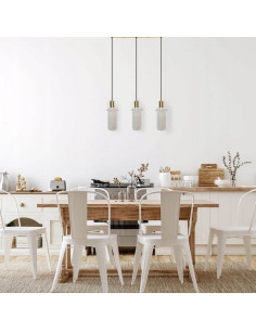 Nowoczesna lampa wisząca TIRANA 3-punktowa w białym metalowym wydaniu do salonu i jadalni, E27, industrialny styl. 2