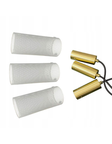 Nowoczesna lampa wisząca TIRANA 3-punktowa w białym metalowym wydaniu do salonu i jadalni, E27, industrialny styl.