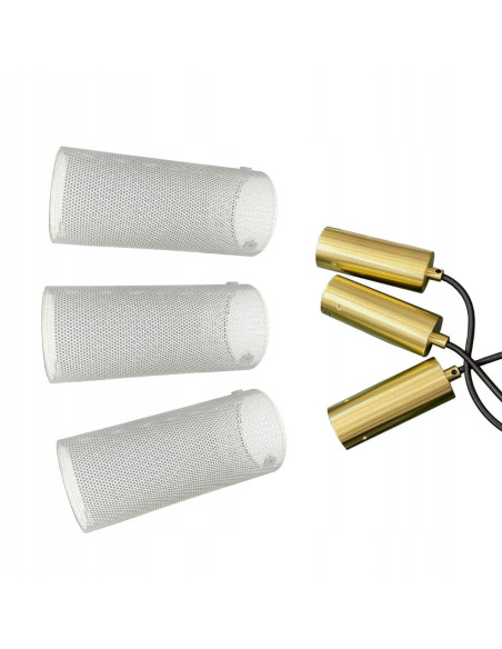 Nowoczesna lampa wisząca TIRANA 3-punktowa w białym metalowym wydaniu do salonu i jadalni, E27, industrialny styl.