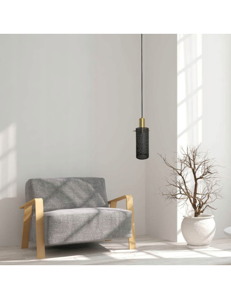 Lampa wisząca TIRANA z metalowej siateczki, czarna, regulowana, nowoczesny design do jadalni i biura, 155 cm wysokości