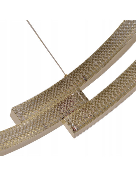 Lampa wisząca TARJA w złotych kręgach, regulowane LED, elegancki akcent do salonu i wnętrz glamour