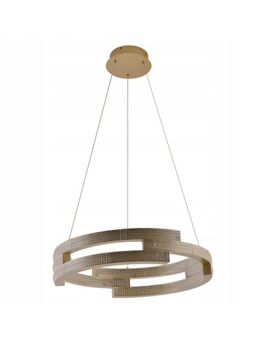Lampa wisząca TARJA w złotych kręgach, regulowane LED, elegancki akcent do salonu i wnętrz glamour