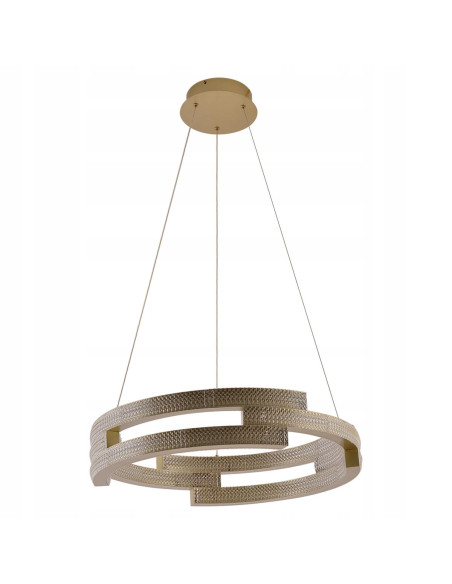 Lampa wisząca TARJA w złotych kręgach, regulowane LED, elegancki akcent do salonu i wnętrz glamour