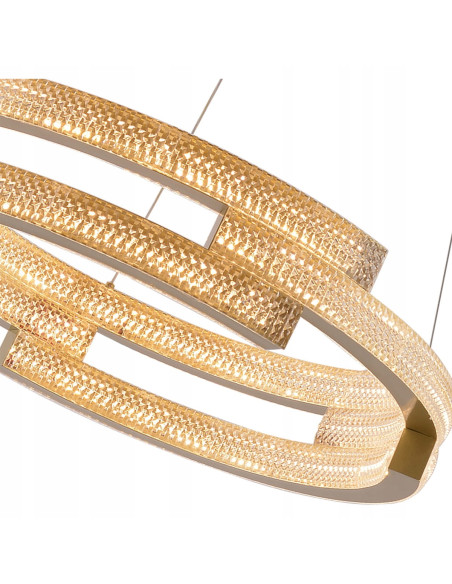 Lampa wisząca TARJA w złotych kręgach, regulowane LED, elegancki akcent do salonu i wnętrz glamour