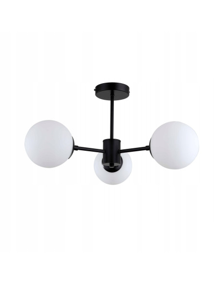 Lampa wisząca ROMA 3 w kolorze czarnym - eleganckie oświetlenie z metalowym stelażem i szklanymi kloszami