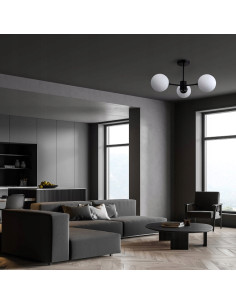 Lampa wisząca ROMA 3 w kolorze czarnym - eleganckie oświetlenie z metalowym stelażem i szklanymi kloszami 2