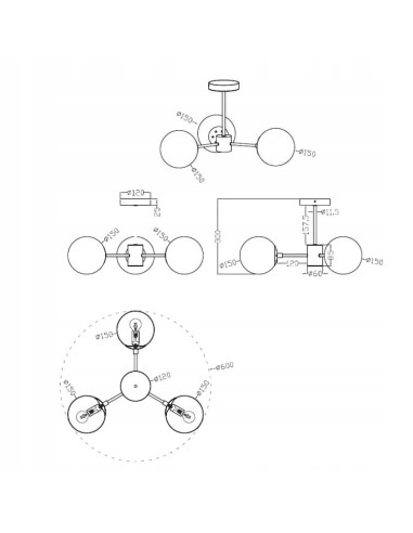 Lampa wisząca ROMA 3 w kolorze czarnym - eleganckie oświetlenie z metalowym stelażem i szklanymi kloszami