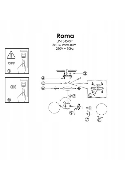 Lampa wisząca ROMA 3 w kolorze czarnym - eleganckie oświetlenie z metalowym stelażem i szklanymi kloszami
