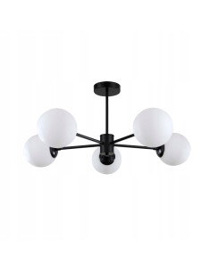 Lampa sufitowa ROMA Black&White – nowoczesny design z 5 kulistymi kloszami do eleganckiego oświetlenia wnętrz.