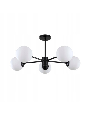 Lampa sufitowa ROMA Black&White – nowoczesny design z 5 kulistymi kloszami do eleganckiego oświetlenia wnętrz.