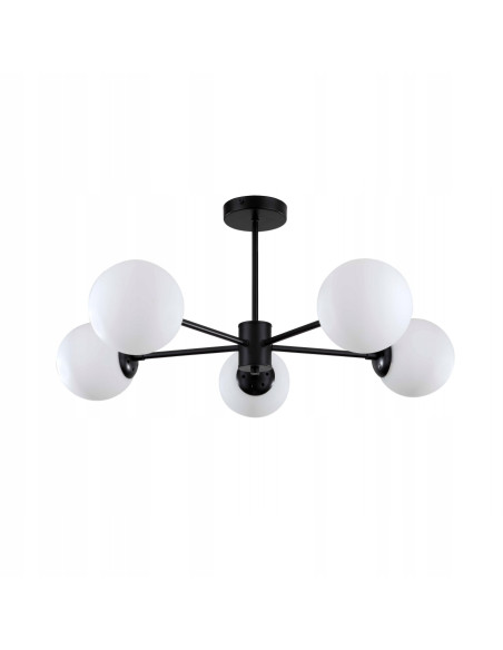 Lampa sufitowa ROMA Black&White – nowoczesny design z 5 kulistymi kloszami do eleganckiego oświetlenia wnętrz.
