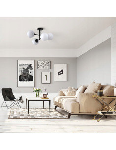 Lampa sufitowa ROMA z czterema białymi kulami - eleganckie oświetlenie do salonu, jadalni i sypialni 2