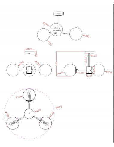 Lampa wisząca ROMA 3 - nowoczesny żyrandol do jadalni i sypialni w kolorach złotym i czarnym, elegancki design.