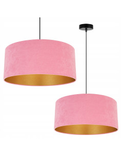 Lampa stołowa MEDIOLAN w różowym welurze z złotym wnętrzem - nowoczesny akcent do eleganckiego wnętrza