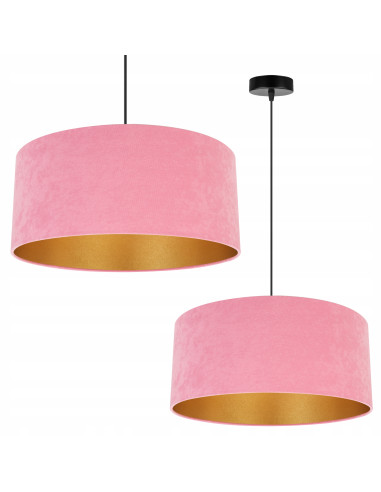 Lampa stołowa MEDIOLAN w różowym welurze z złotym wnętrzem - nowoczesny akcent do eleganckiego wnętrza