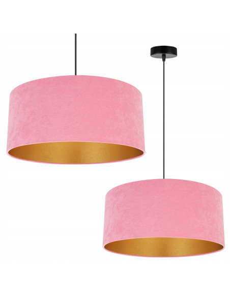 Lampa stołowa MEDIOLAN w różowym welurze z złotym wnętrzem - nowoczesny akcent do eleganckiego wnętrza