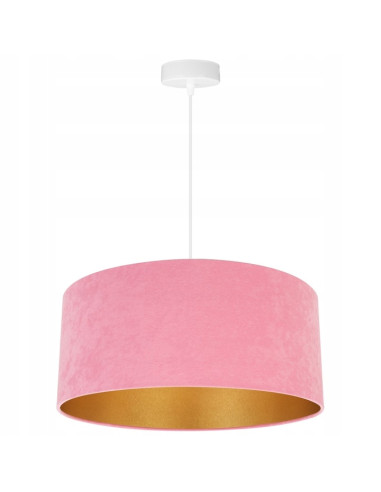 Lampa stołowa MEDIOLAN w różowym welurze z złotym wnętrzem - nowoczesny akcent do eleganckiego wnętrza