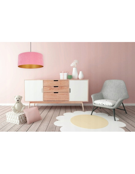 Lampa stołowa MEDIOLAN w różowym welurze z złotym wnętrzem - nowoczesny akcent do eleganckiego wnętrza