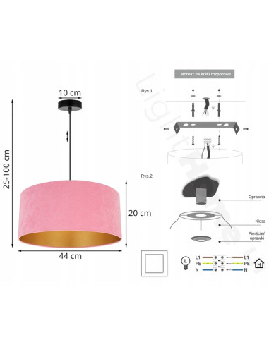 Lampa stołowa MEDIOLAN w różowym welurze z złotym wnętrzem - nowoczesny akcent do eleganckiego wnętrza