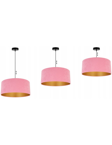 Lampa stołowa MEDIOLAN w różowym welurze z złotym wnętrzem - nowoczesny akcent do eleganckiego wnętrza