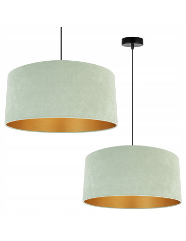 Pistacjowa lampa wisząca MEDIOLAN z welurowym abażurem - nowoczesny design do Twojego wnętrza