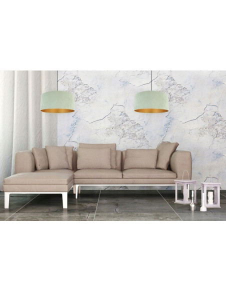 Pistacjowa lampa wisząca MEDIOLAN z welurowym abażurem - nowoczesny design do Twojego wnętrza