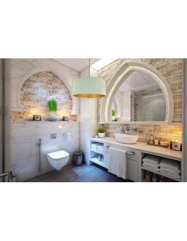 Pistacjowa lampa wisząca MEDIOLAN z welurowym abażurem - nowoczesny design do Twojego wnętrza